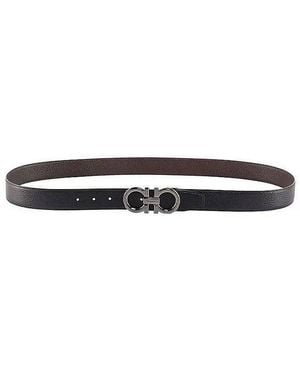 Ferragamo Double Adjustable Gancio Buckle, Brand Cm - Black