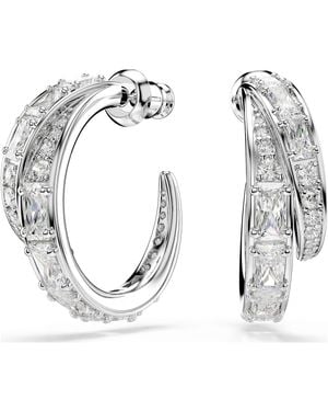 Swarovski Vienna Hoop Earrings, Mixed Cuts, Rhodium Plated - Metallic