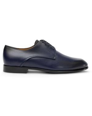 Ferragamo Polished Leather Derby Shoes - Blue