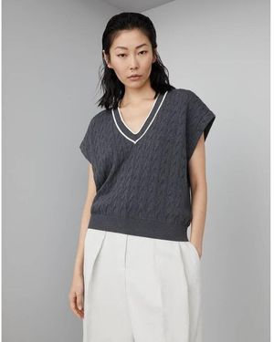Brunello Cucinelli Dark Cotton Sweater, Size X-Large - Blue