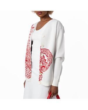 Ferragamo Jungle Print V-Neck Cardigan - Red