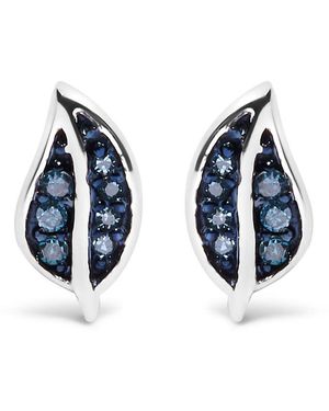 Haus of Brilliance 925 Sterling Diamond Accent Leaf Stud Earrings - Blue