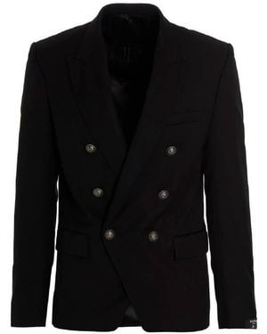 Balmain Double Breasted Tailored Wool Jacket, Brand Size 48 (Us - Black