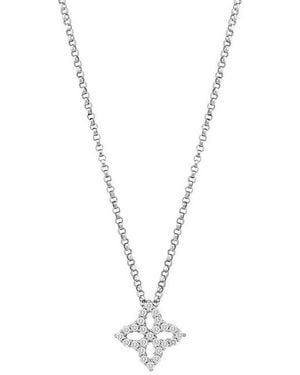 Roberto Coin 18k White Gold Princess Flower Diamond Outline Pendant - Metallic