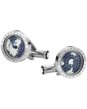 Montblanc 1858 Geosphere Stainless Steel Cufflinks - Blue