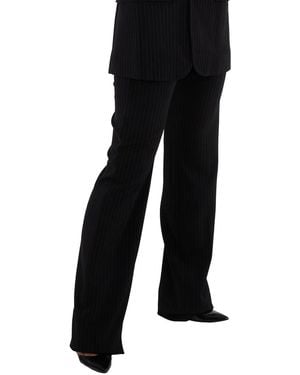 Balenciaga Pinstripe Straight-Leg Pants, Brand Size 38 (Us - Black