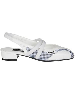 CAREL PARIS Peachy Gingham Detail Slingbacks, Brand Size 36 Us - White