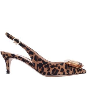 Gianvito Rossi Jaipur 55 Leopard Print Pumps - Brown