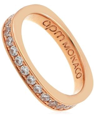 Apm Monaco Dainty Pave Rose- Alloy Ring - Pink