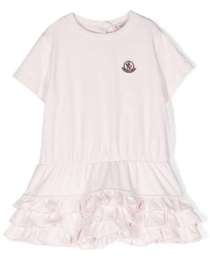 Moncler Ruffled-Hem Cotton Dress - Pink