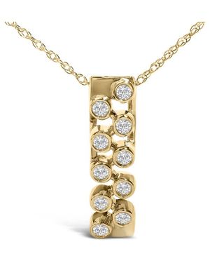 Haus of Brilliance 14K Bezel Set 1/7 Cttw Diamond Vertical Bar Pendant Necklace - Metallic