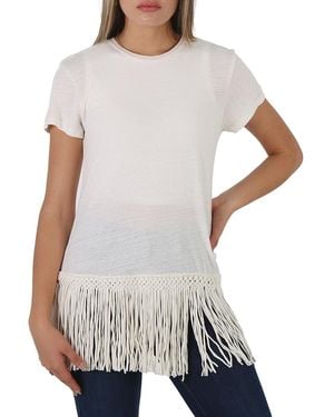 Polo Ralph Lauren Ladies Fringed Hem T-Shirt - White