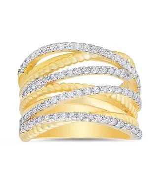 Kylie Harper 14K Over Twisted Rope Cz Highway Statement Ring - Metallic