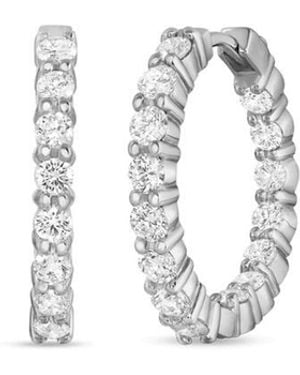 Roberto Coin 18K Small Inside Outside The Perfect Diamond Hoop Earrings - Metallic