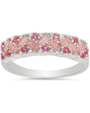 Kylie Harper Sterling Sapphire Cz Ombre Baguette-Cut Band Ring - Pink