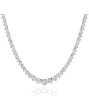 Brilliant Diamond 5 Carat Graduated Lab Grown Diamond Riviera Tennis Necklace - Metallic