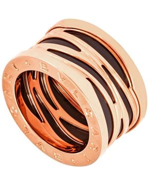 BVLGARI B.Zero 1 18Kt Rose And Ceramic Ring- Size 6 1/2 - Metallic