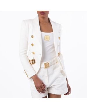 Balmain Double Breasted Cotton Jacket, Brand Size 34 (Us - White