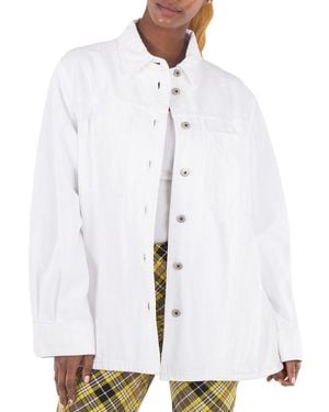 Burberry Benssen Ekd Embroidered-Logo Denim Jacket - Metallic