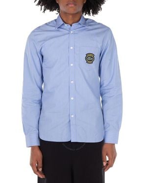 Lacoste Striped Cotton Poplin Long-Sleeve Shirt - Blue
