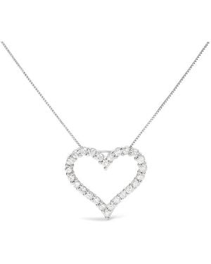Haus of Brilliance 925 Sterling 2.0 Cttw Diamond Open Heart 18" Pendant Necklace (I-J I2-I3 - Metallic