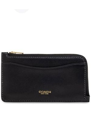COACH New York Zip Leather Card Case - Black