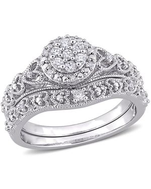 Amour 1/5 Ct Tw Diamond Vintage Bridal Set - Metallic