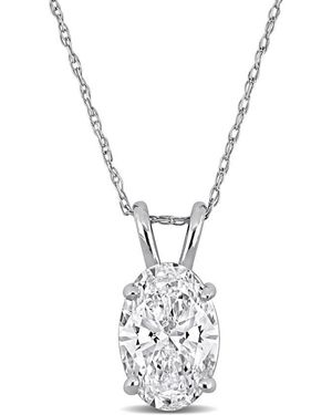 Created Forever 2Ct Tw Oval-Cut Lab Grown Diamond Solitaire Pendant With Chain - Metallic