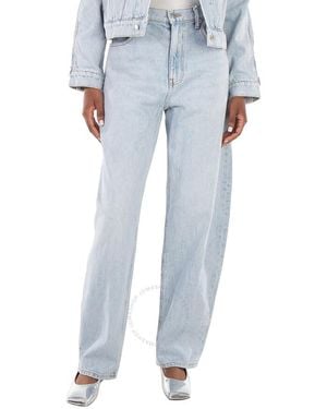 T By Alexander Wang Logo-Patch High-Rise Tapered Cotton Jeans - Blue