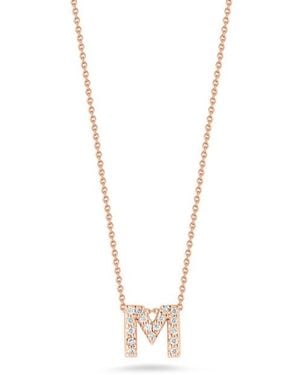 Roberto Coin Tiny Treasures Diamond Love Letter Necklace M 18K Rose 001634Axchxm - Metallic