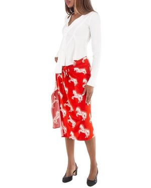 Stella McCartney Ladies Pixel Horses Bow Detailed Skirt - Red