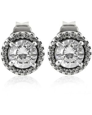 PANDORA Round Sparkle Stud Earrings - Metallic