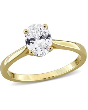 Created Forever 1Ct Tw Oval-Cut Lab-Grown Diamond Solitaire Engagement Ring With Side Accents - Metallic