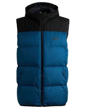 BOSS Logo Print Water-Repellent Gilet - Blue