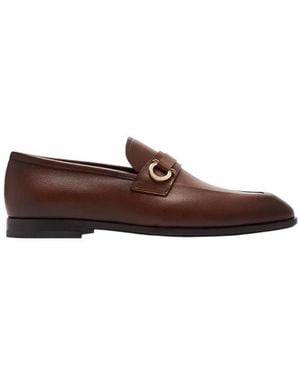 Ferragamo Gancini Ornament Leather Mocassin - Brown