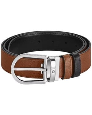 Montblanc Sartorial Leather Horseshoe 35Mm Reversible Belt - Brown