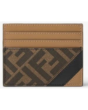 Fendi Ff Jacquard Card Holder - Brown