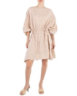 BENJAMIN BENMOYAL Ladies Striped Linen Boatneck Tunic Dress, Brand Size 2 - Natural