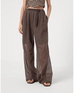 Brunello Cucinelli Wide Leg Trousers, Brand Size 44 (Us - Brown