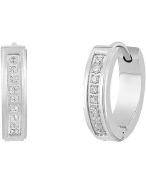 Robert Alton 1/6Ctw Diamond Stainless Steel Huggie Earrings - White