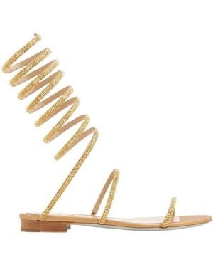Rene Caovilla Rene Caovilla Supercleo Jewelled Crystal Flat Sandals - Metallic