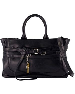 OSOI Belted Leather Top Handle Bag - Black