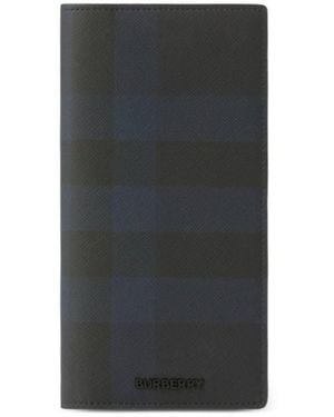 Burberry Check Leather Long Wallet - Grey