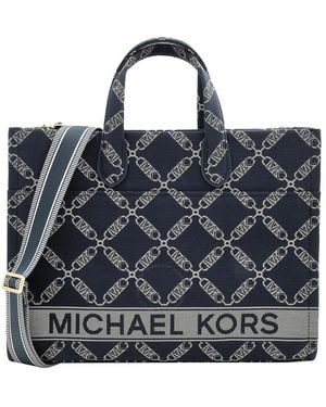 Michael Kors Michael Gigi Large Empire Logo Jacquard Tote Bag - Blue