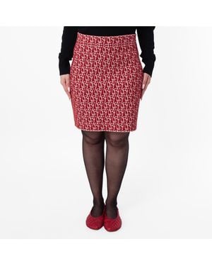 Burberry B Charm Jacquard-Pattern Skirt - Red