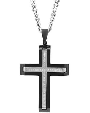 Robert Alton 1/5Ctw Diamond Stainless Steel & Cross Pendant - Black