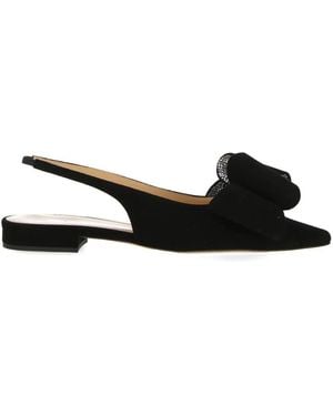 Mach & Mach Ladies Bow Detail Slingbacks - Black
