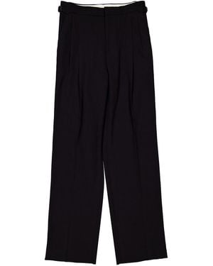 Burberry Side Stripe Wide-Leg Wool Trousers, Brand Size 46 (Waist - Black