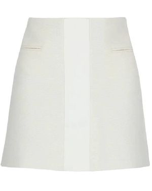 Ferragamo Contrasting Panel Low Rise Mini Skirt, Brand Size 42 Us - White