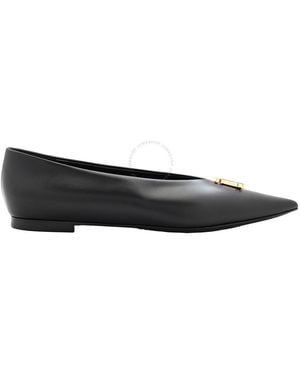Burberry Ezra Tb Monogram Motif Ballet Flats, Brand Size 40 Us - Black
